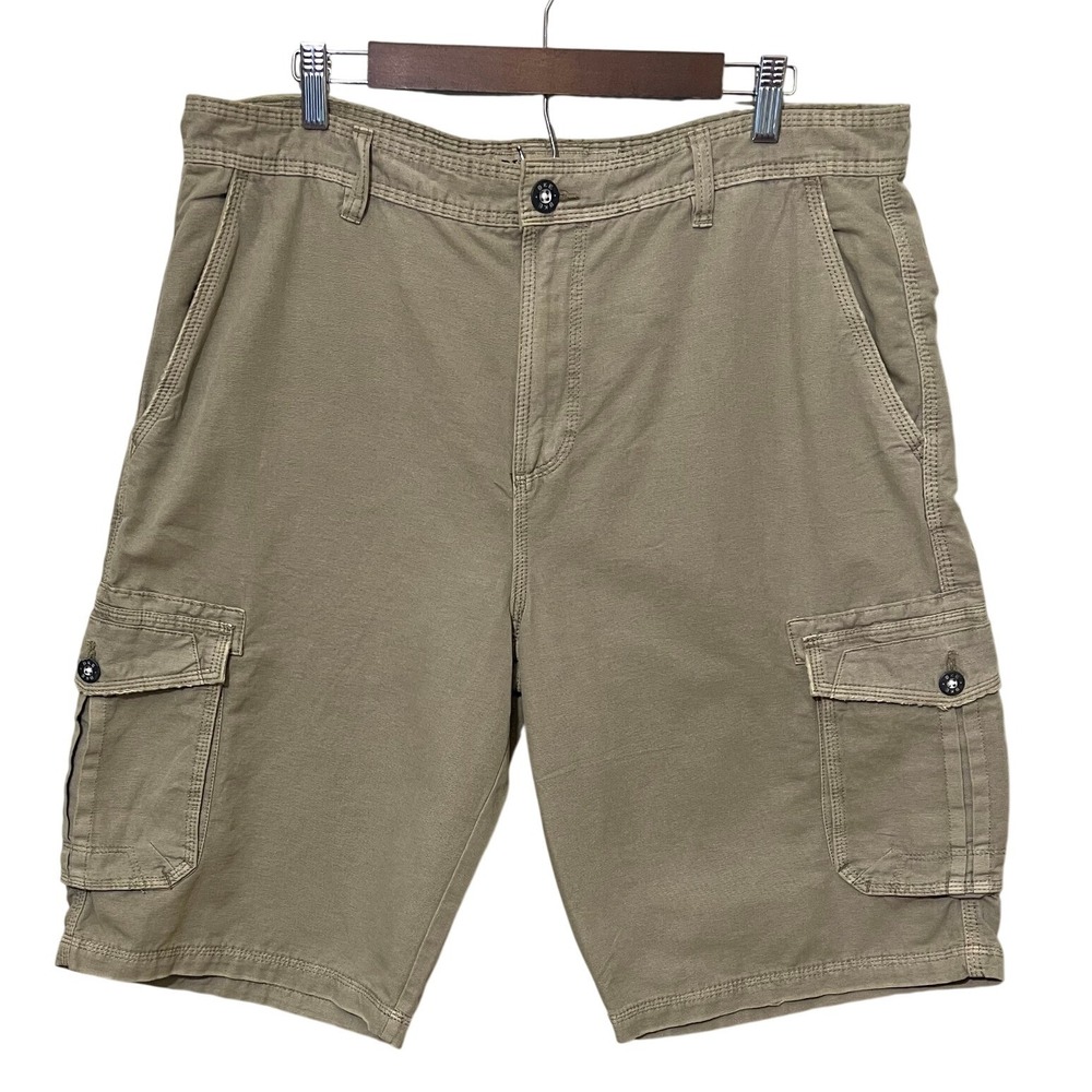 BKE Warren Athletic Fit Cargo Shorts Mens 36 Chinchilla‎ Tan Khaki Cotton B6801